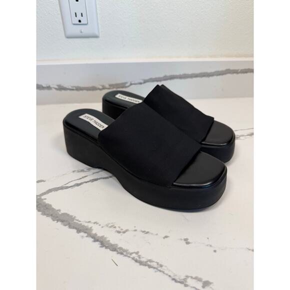 Steve Madden Platform Slip Ons Y2K Style Slides Shoes WOmen's Size 10 Black - Picture 3 of 8